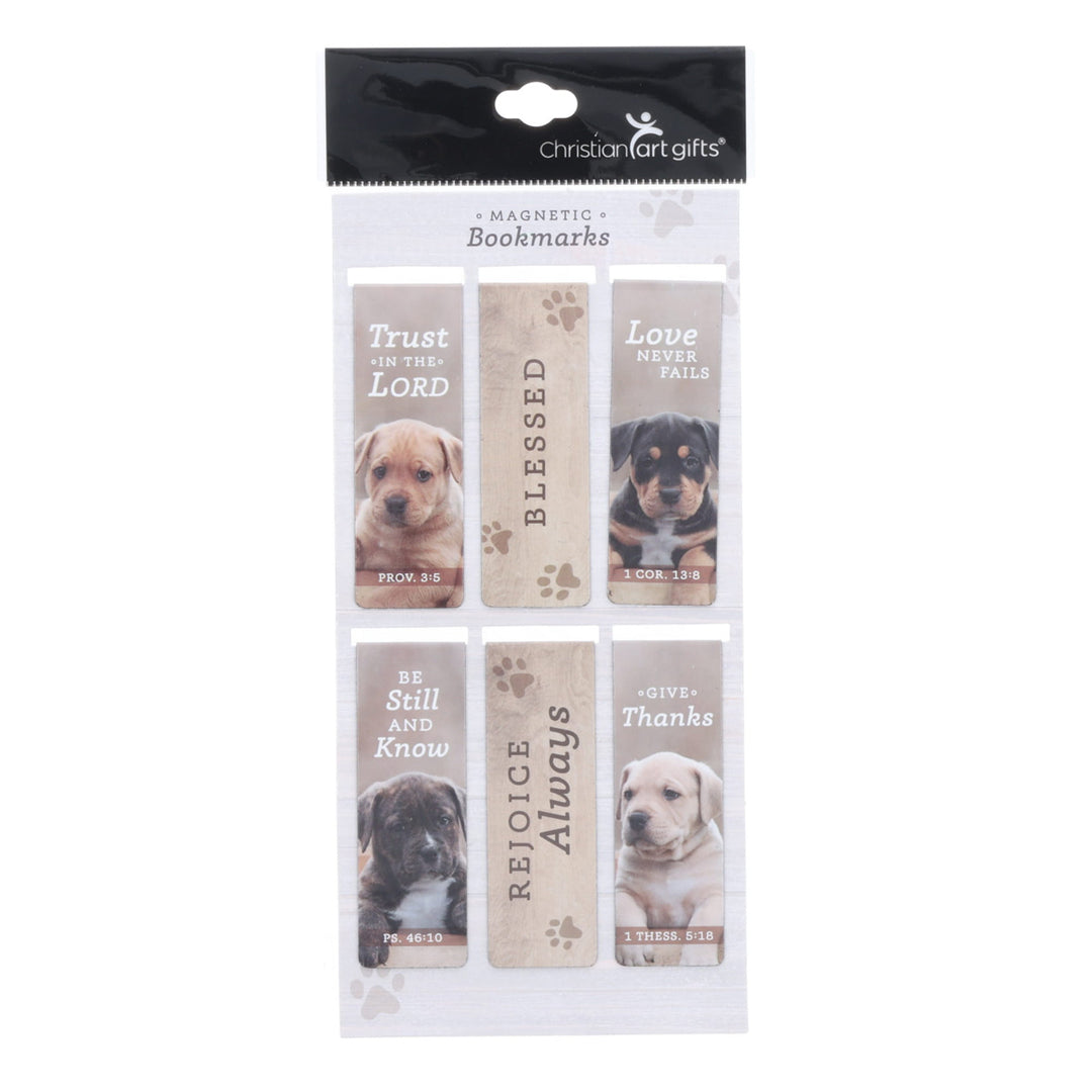 Puppies Six-Piece Magnetic Bookmark Set