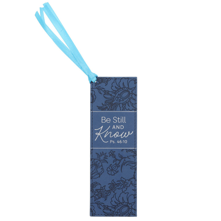 Be Still and Know Navy Faux Leather Bookmark