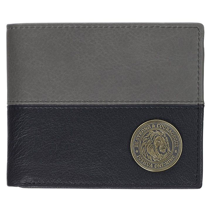 Be Strong and Courageous Lion Brown Genuine Leather Wallet