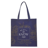 Be Still and Know Navy Non-Woven Tote Bag