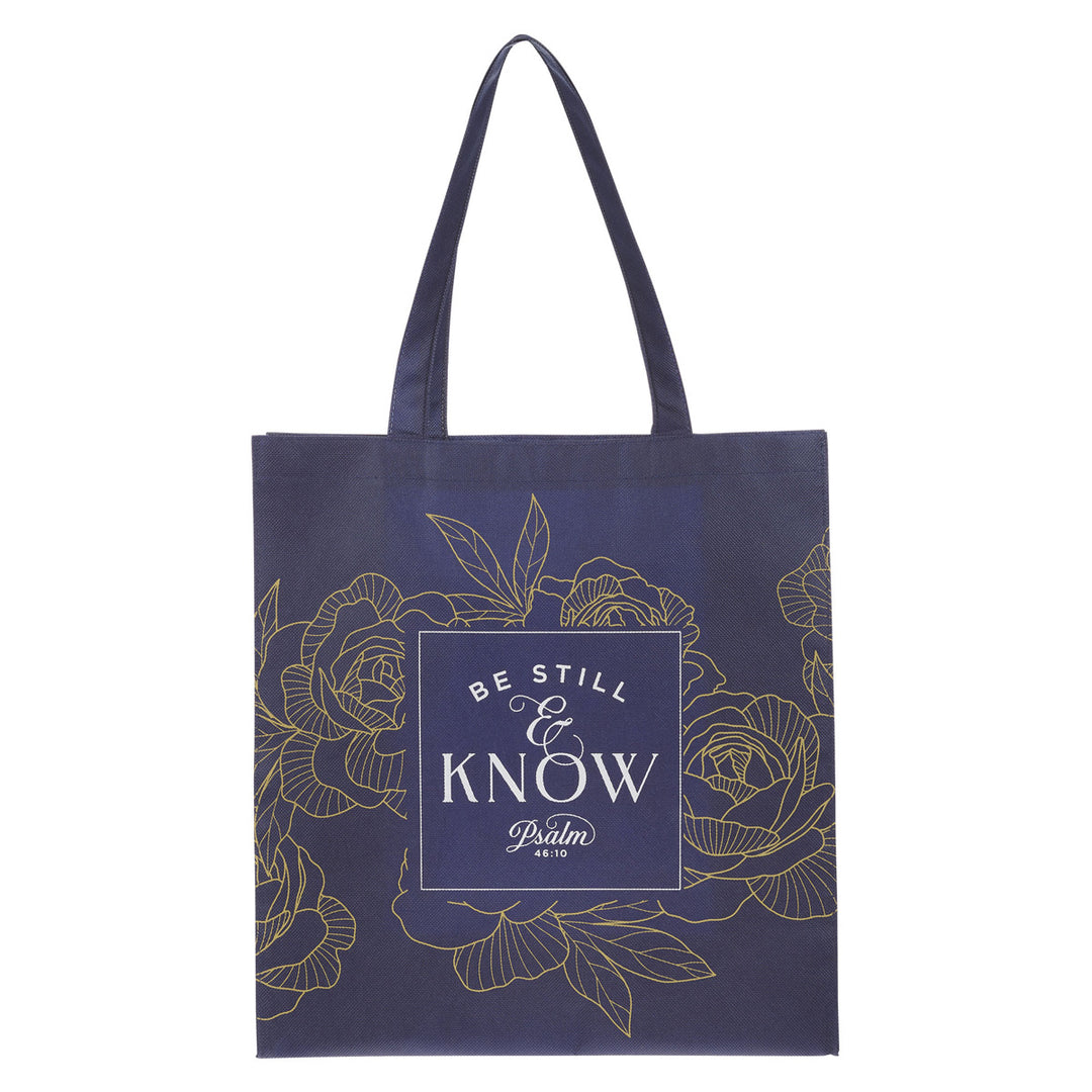 Be Still and Know Navy Non-Woven Tote Bag