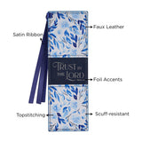 Trust in the Lord Blue Floral Faux Leather Bookmark