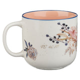 Be Still and Know Floral Ceramic Mug with Peach Interior