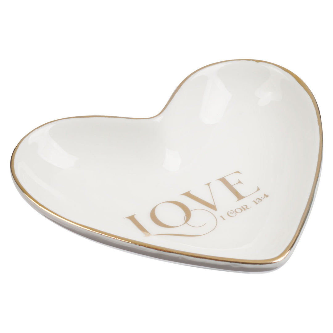 Love Heart Shaped White Ceramic Trinket Tray