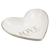 Love Heart Shaped White Ceramic Trinket Tray