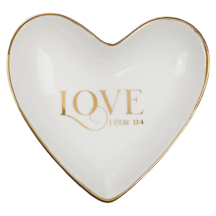 Love Heart Shaped White Ceramic Trinket Tray