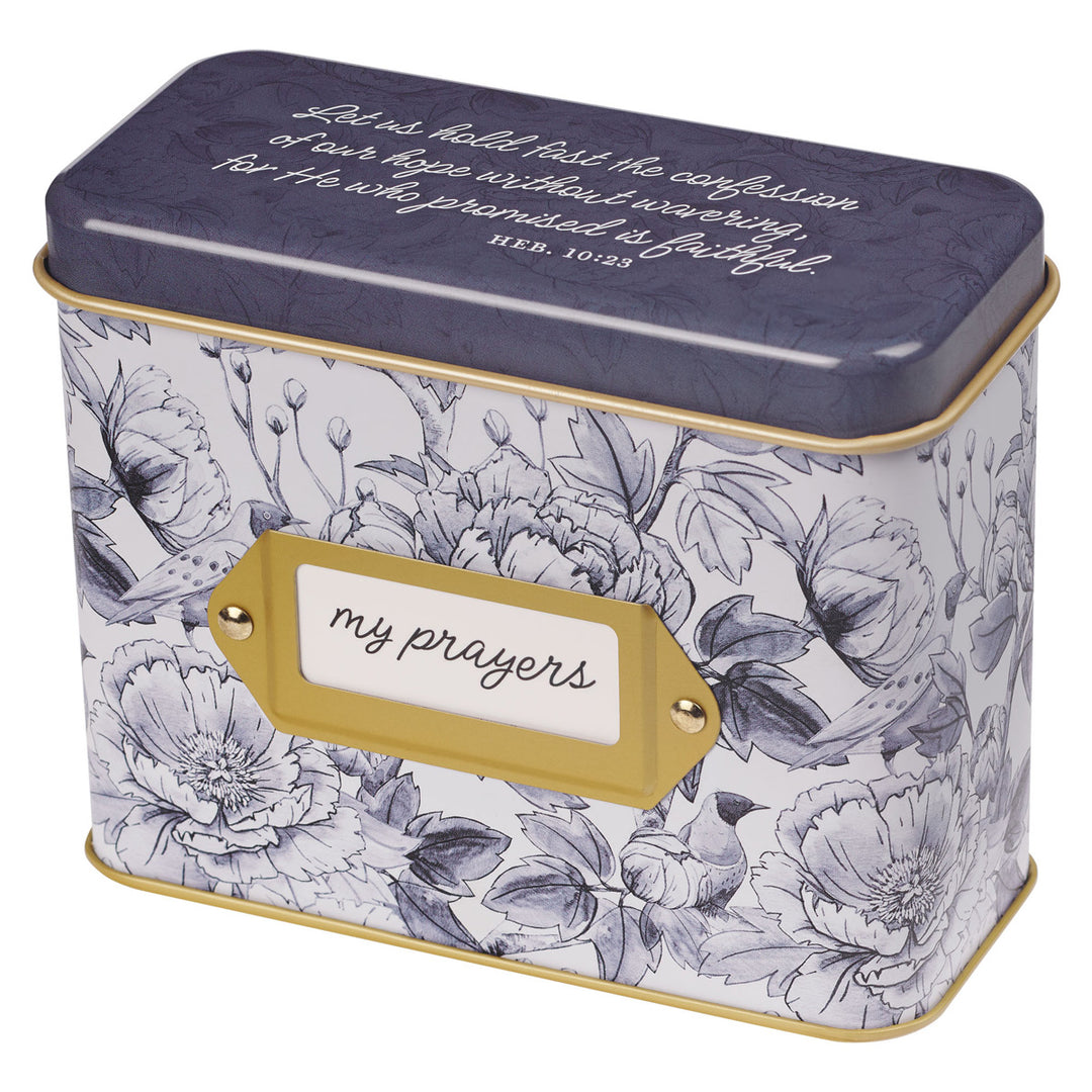 My Prayers Blue Floral Promise Cards in Tin