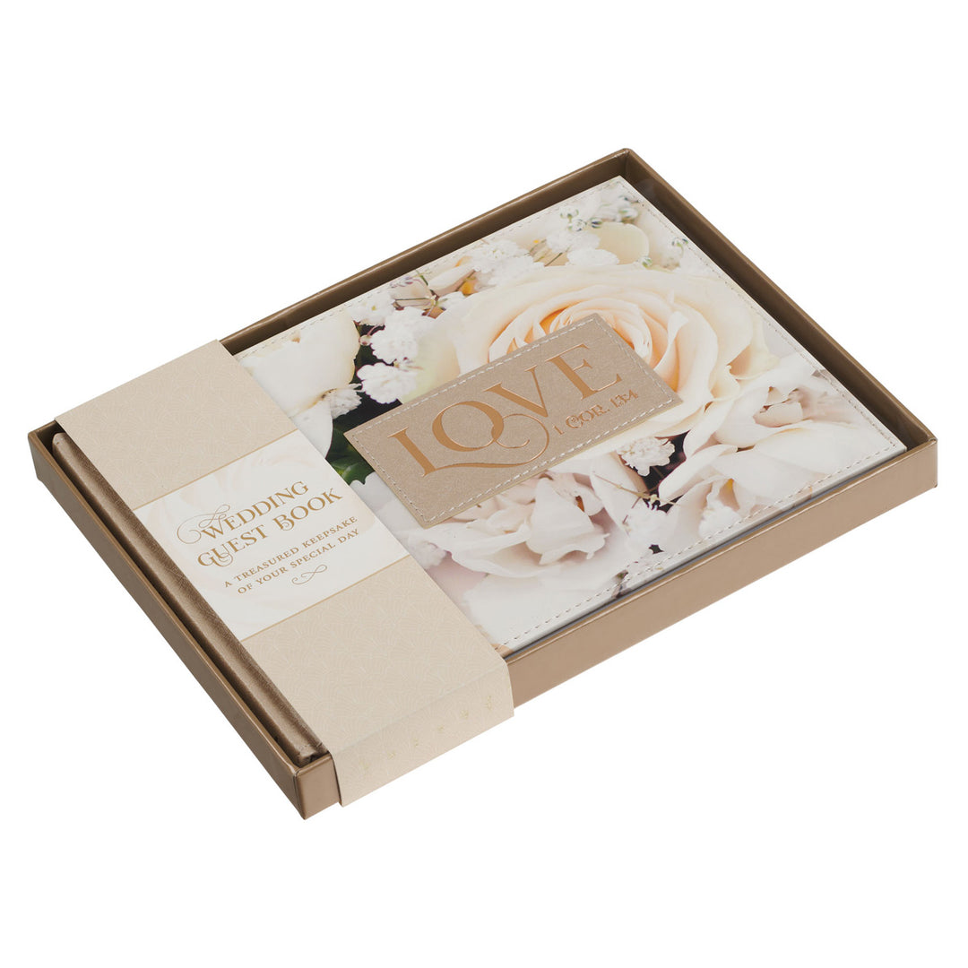 Love Floral Faux Leather Guest Book