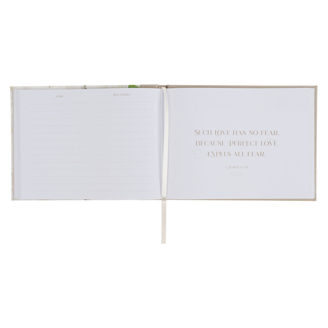 Love Floral Faux Leather Guest Book