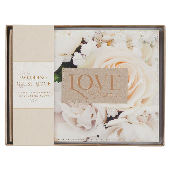 Love Floral Faux Leather Guest Book