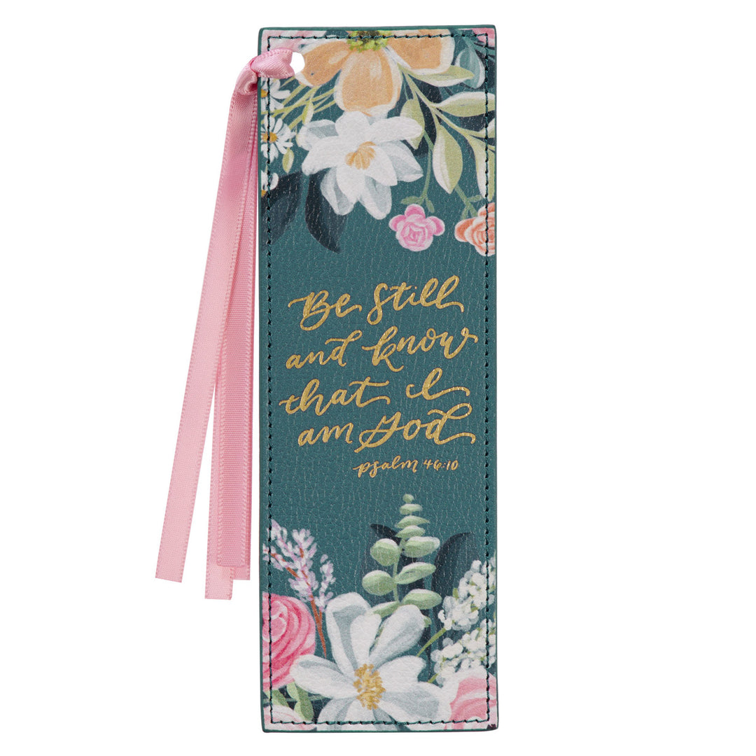 Be Still and Know That I Am God Teal Faux Leather Bookmark