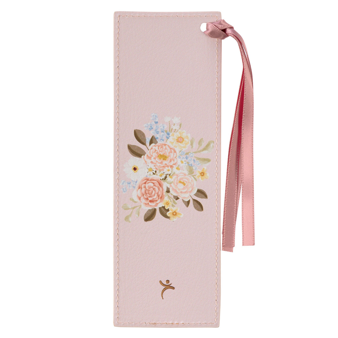 She Is Clothed with Strength and Dignity Pink Faux Leather Bookmark