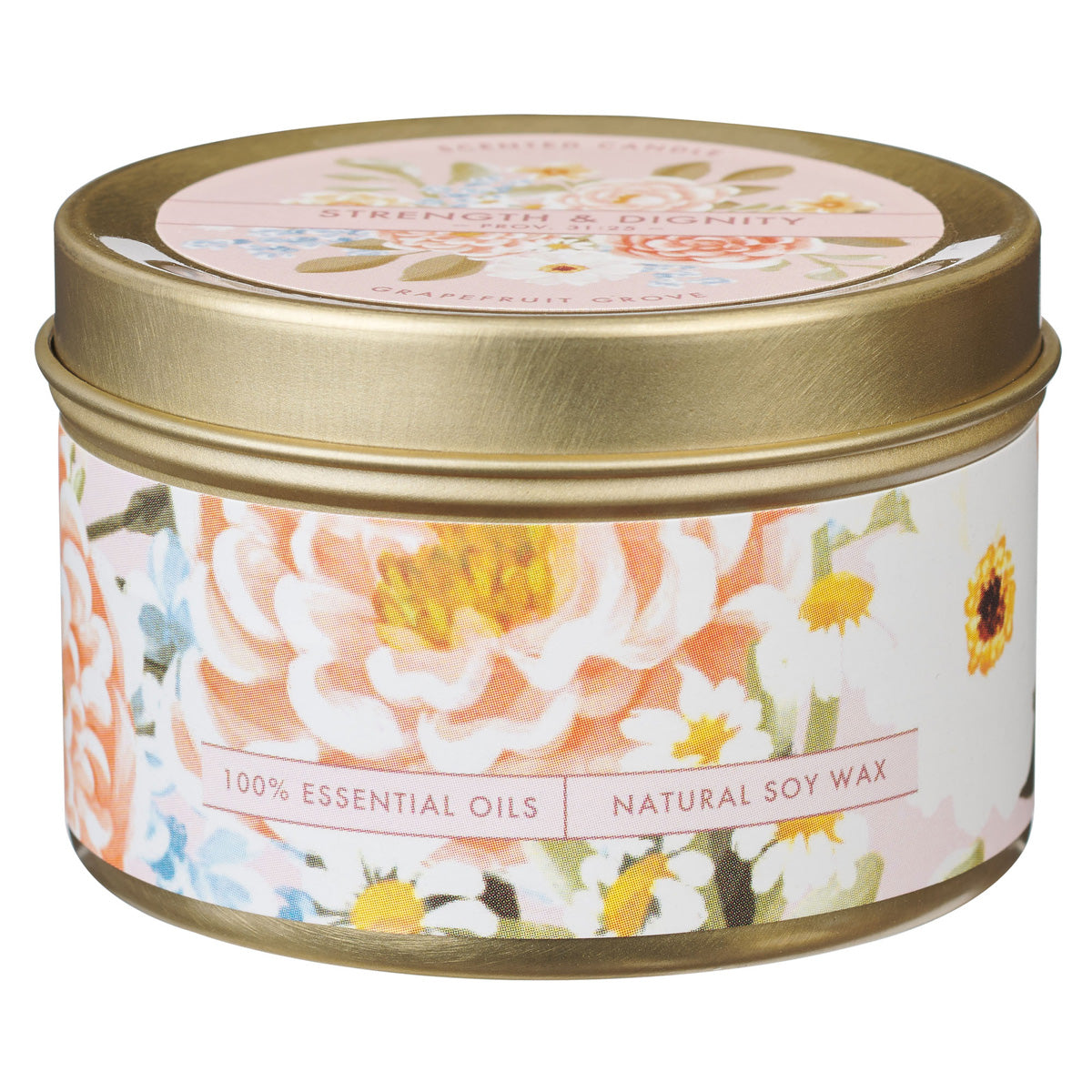 Strength and Dignity Grapefruit Grove Scented Candle in Tin