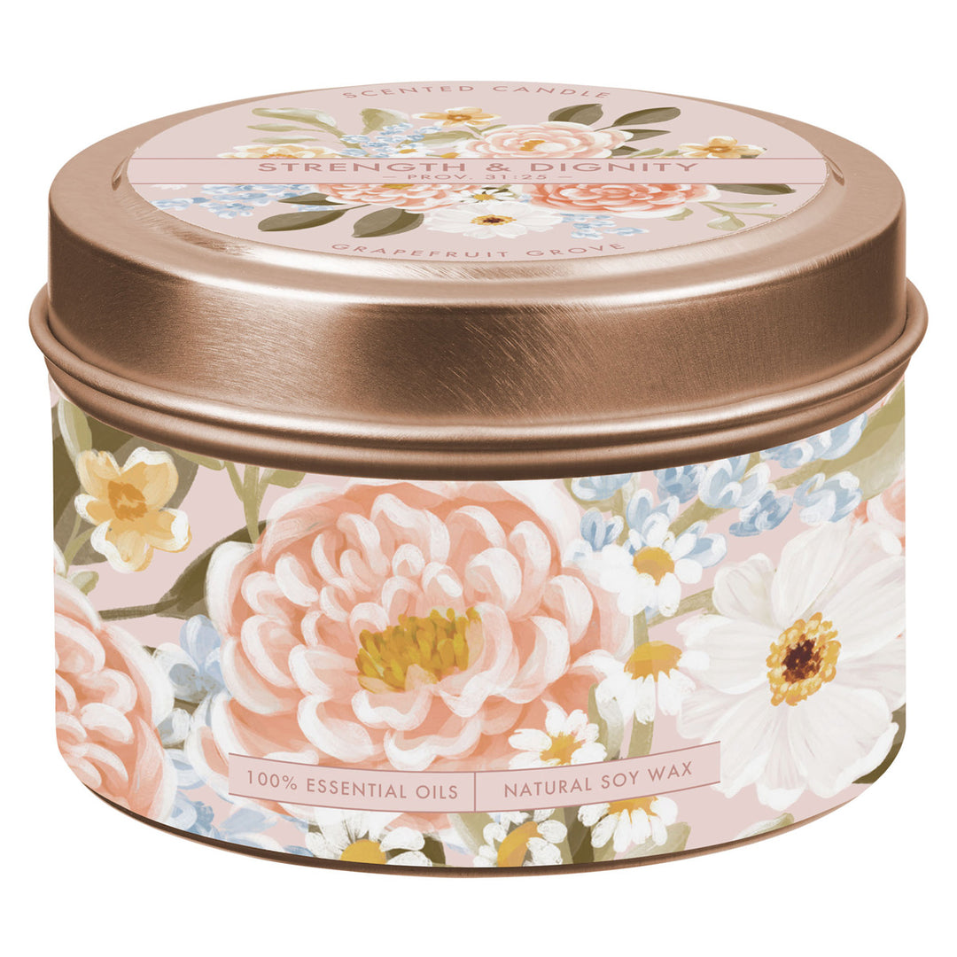 Strength and Dignity Grapefruit Grove Scented Candle in Tin