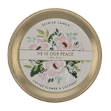 He Is Our Peace Cactus Flower and Coconut Scented Candle in Tin