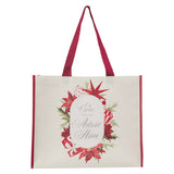 Oh Come, Let Us Adore Him Cream and Red Non-Woven Extra Large Tote Bag