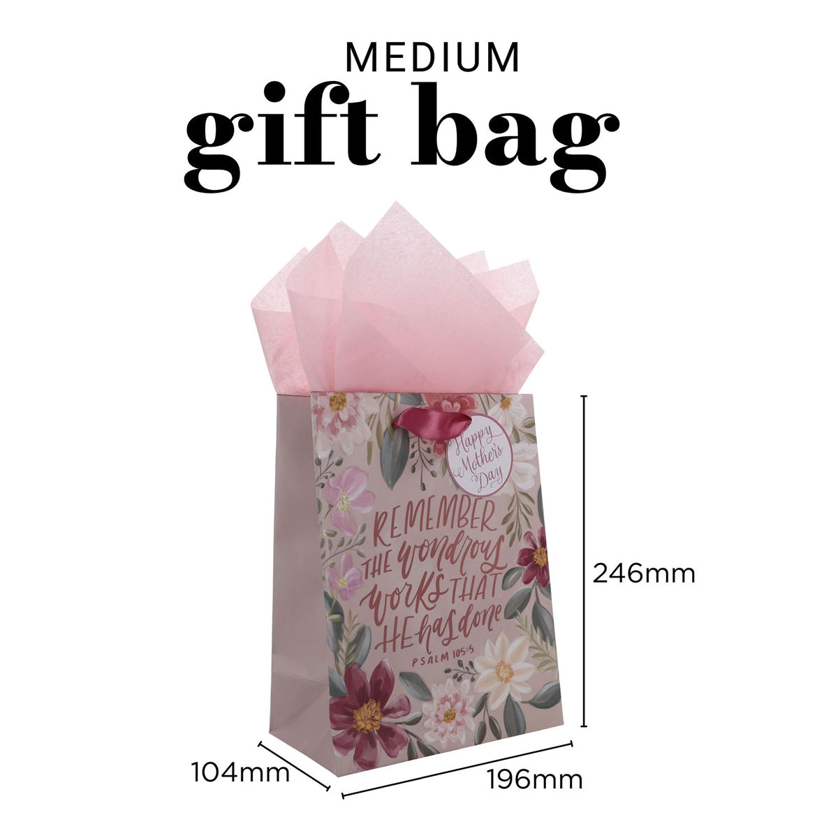 Remember the Wonderous Works He Has Done Medium Gift Bag with Gift Tag