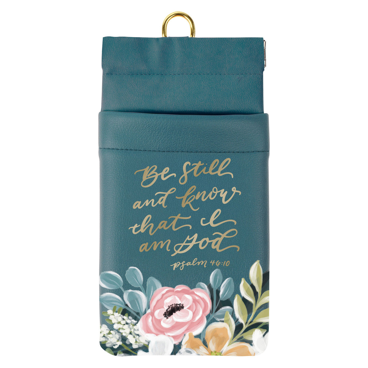 Be Still and Know That I Am God Teal Faux Leather Glasses Case