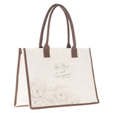 Be Strong and Courageous Cream Cotton Canvas Tote Bag