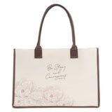 Be Strong and Courageous Cream Cotton Canvas Tote Bag