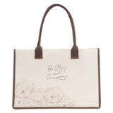 Be Strong and Courageous Cream Canvas Tote Bag