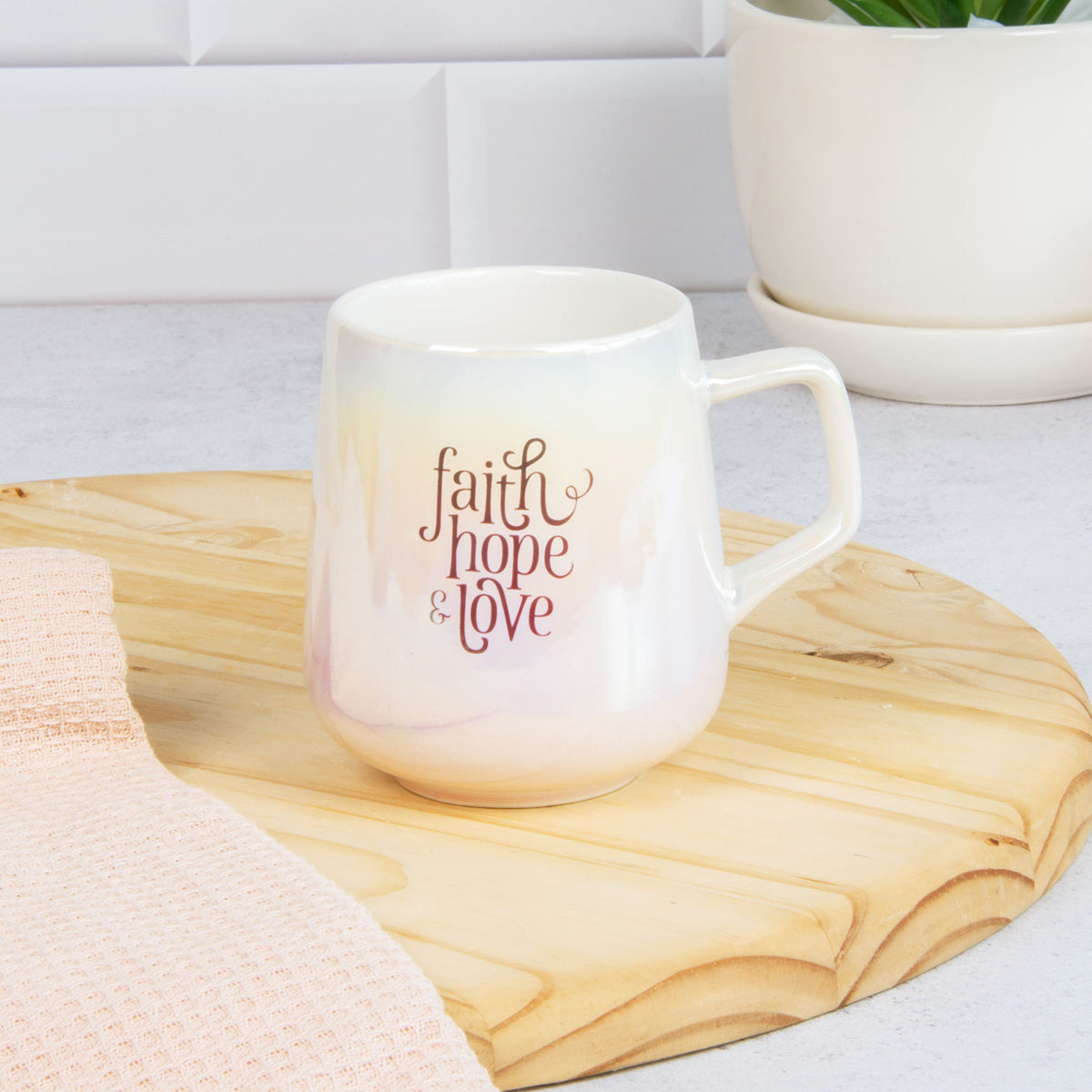 Faith Hope And Love Pearl Ombre Ceramic Mug