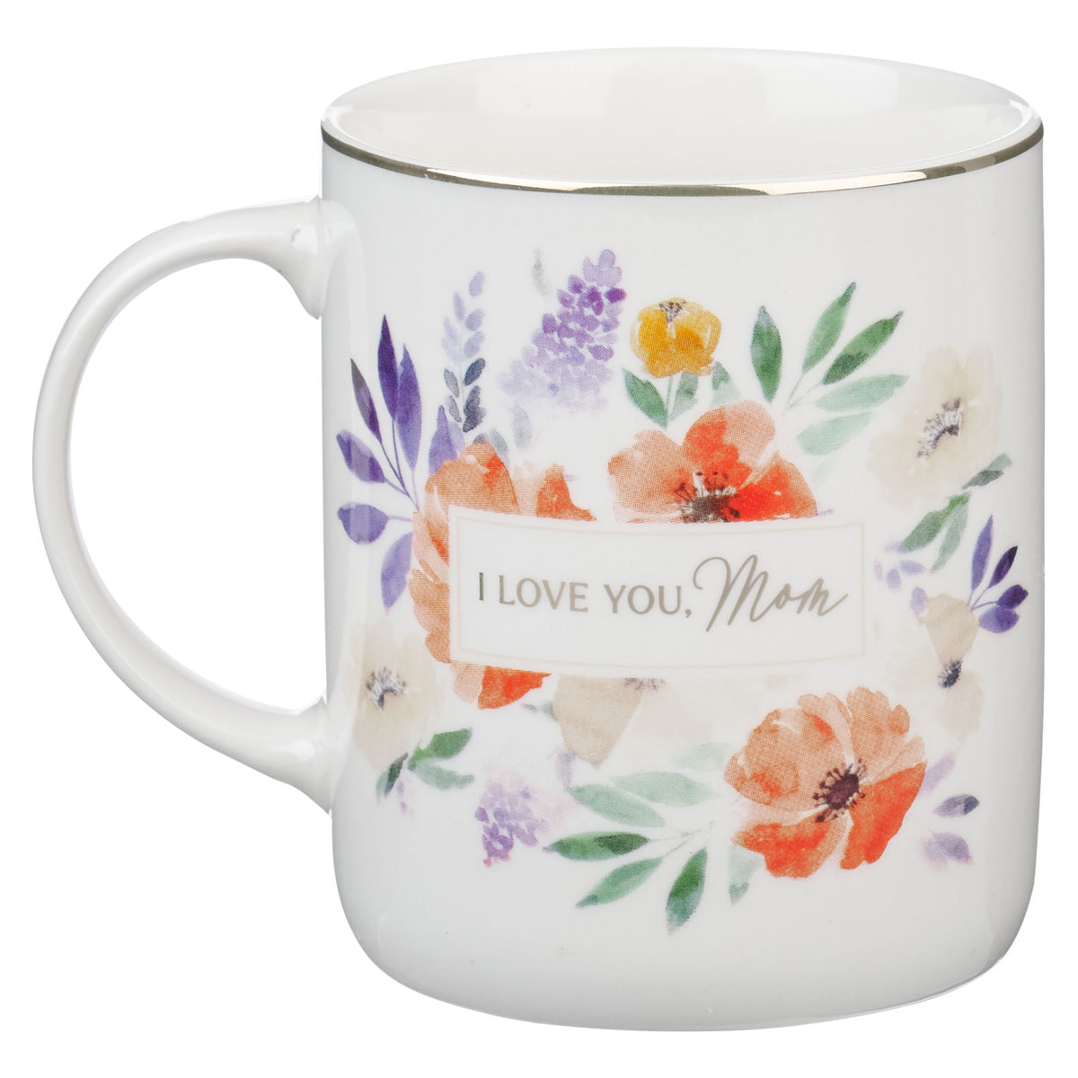 I Love You, Mom Floral Ivory Ceramic Mug