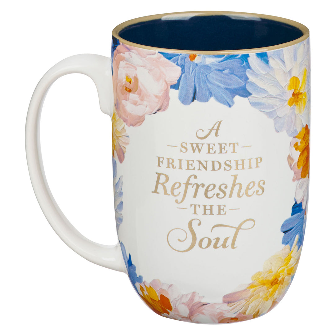 A Sweet Friendship Refreshes the Soul Painted Floral Ceramic Mug