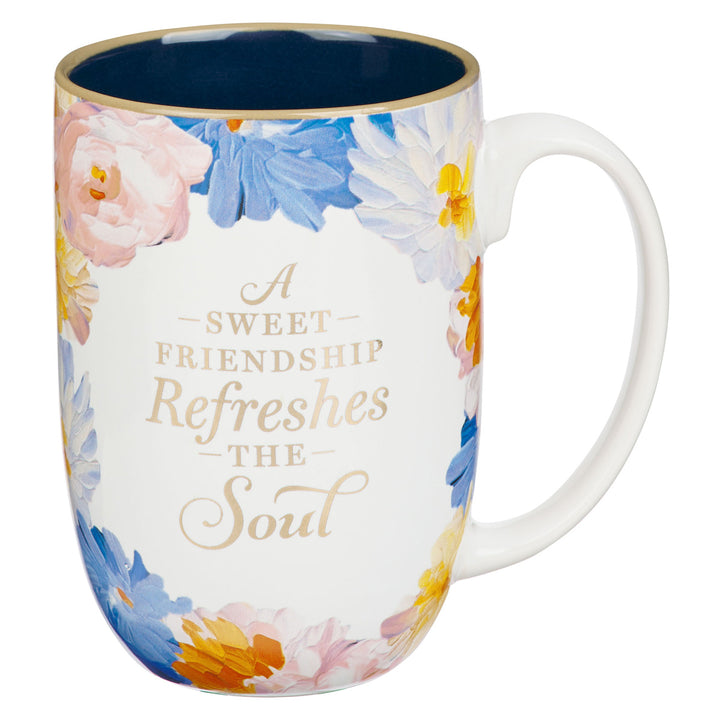 A Sweet Friendship Refreshes the Soul Painted Floral Ceramic Mug