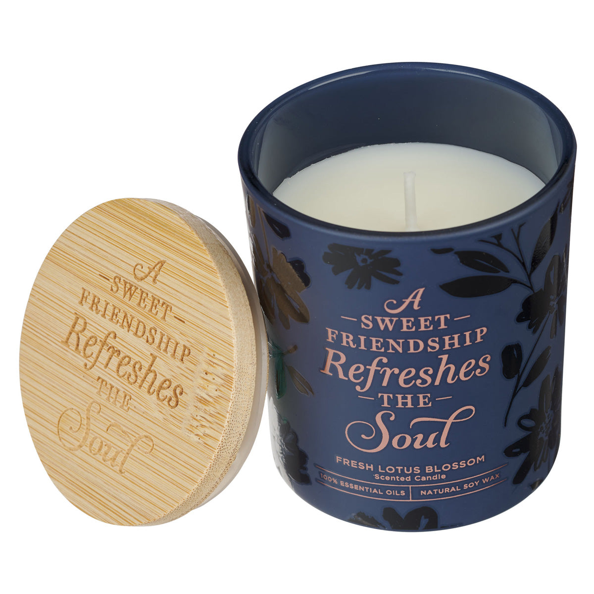 A Sweet Friendship Refreshes the Soul Lotus Blossom Scented Candle with Bamboo Lid