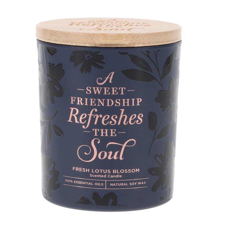 A Sweet Friendship Refreshes the Soul Lotus Blossom Scented Candle with Bamboo Lid