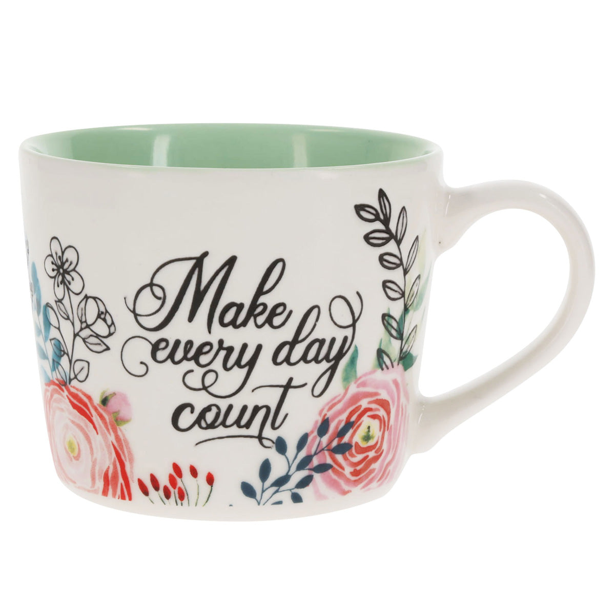 Make Every Day Count Ceramic Mug with Green Interior