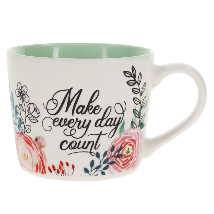Make Every Day Count Ceramic Mug with Green Interior