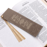 Be Strong and Courageous Latte Faux Leather Bookmark