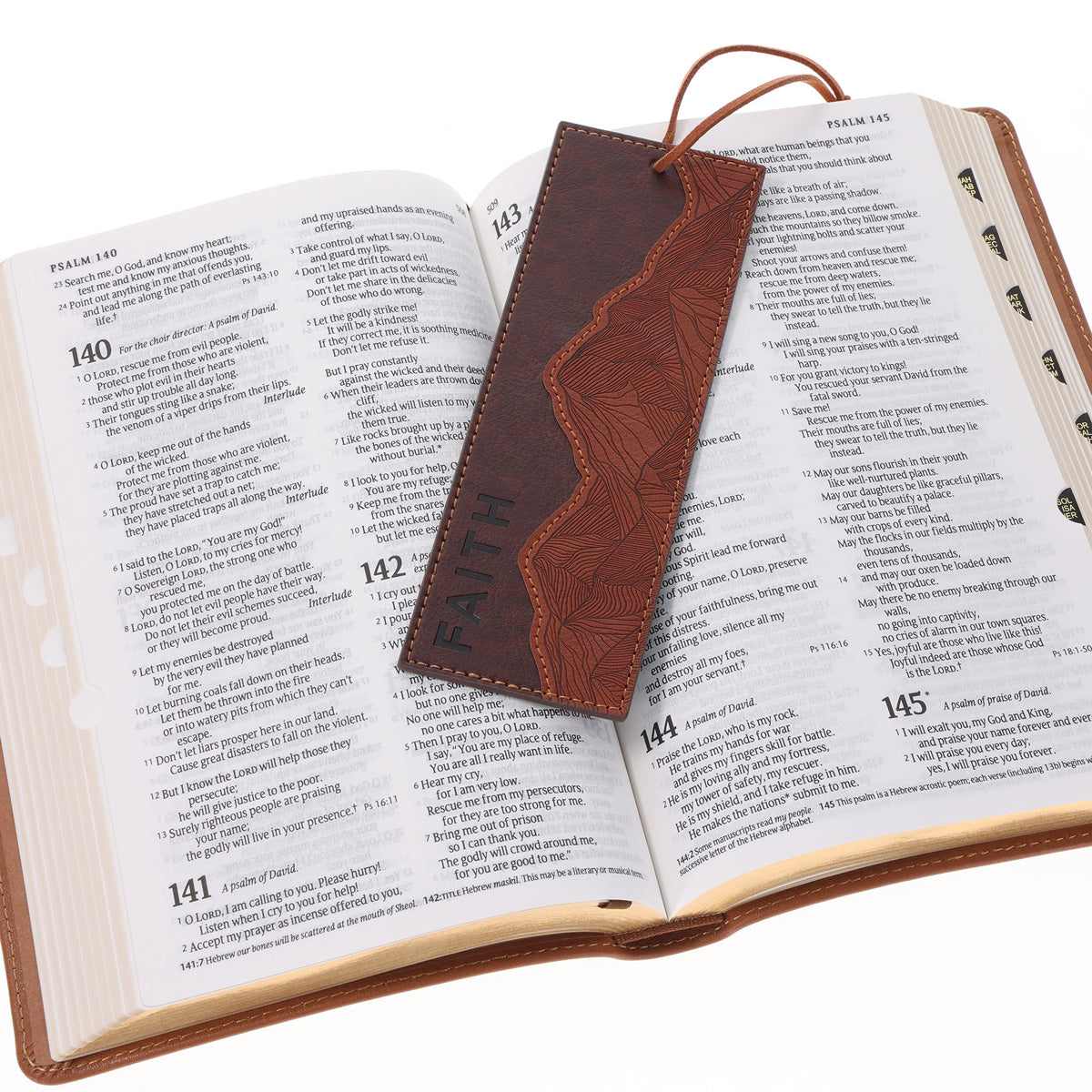 Faith Mountains Two-Tone Brown Faux Leather Bookmark