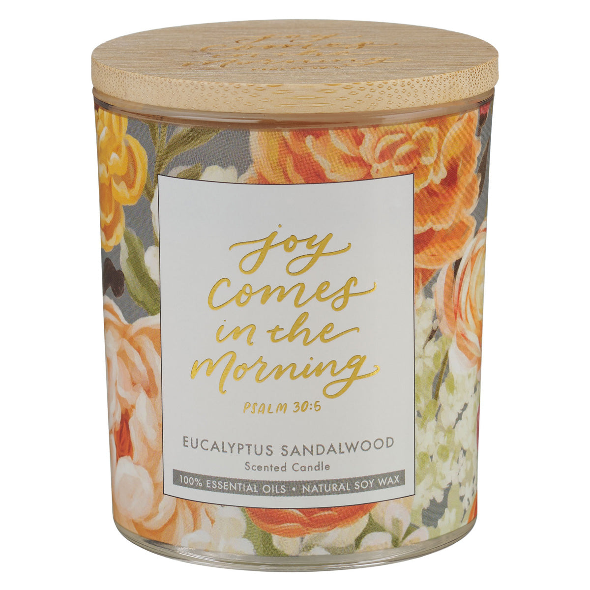 Joy Comes in the Morning Eucalyptus Sandalwood Scented Candle with Bamboo Lid