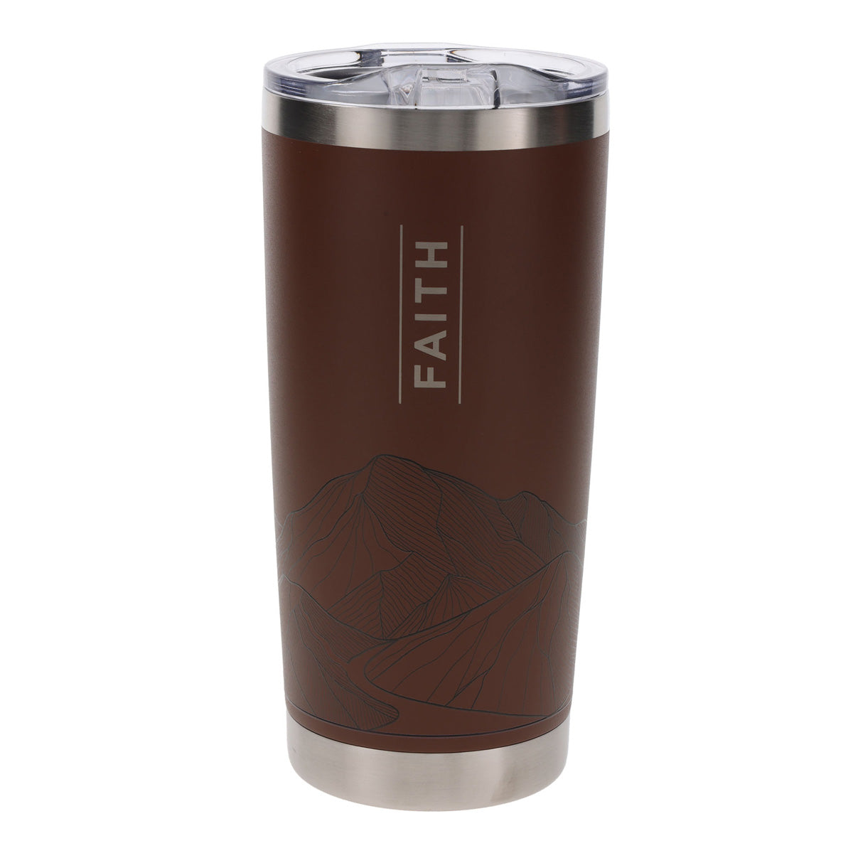 Travel Mug - Faith Mountains (Stainless Steel, Brown)