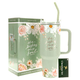 He Restores My Soul Large Stainless Steel Mug with Handle and Straw
