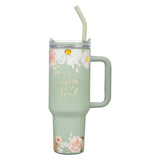 He Restores My Soul Large Stainless Steel Mug with Handle and Straw