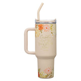 Consider How the Wildflowers Grow Large Stainless Steel Mug with Handle and Straw