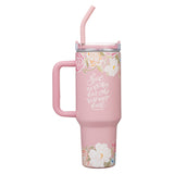 God Is Within Her, She Will Not Fall Large Stainless Steel Mug with Handle and Straw