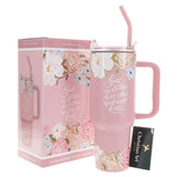 God Is Within Her, She Will Not Fall Large Stainless Steel Mug with Handle and Straw