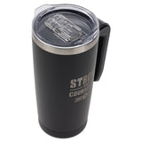 Strong and Courageous Black Stainless Steel Travel Mug with Handle