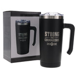 Strong and Courageous Black Stainless Steel Travel Mug with Handle