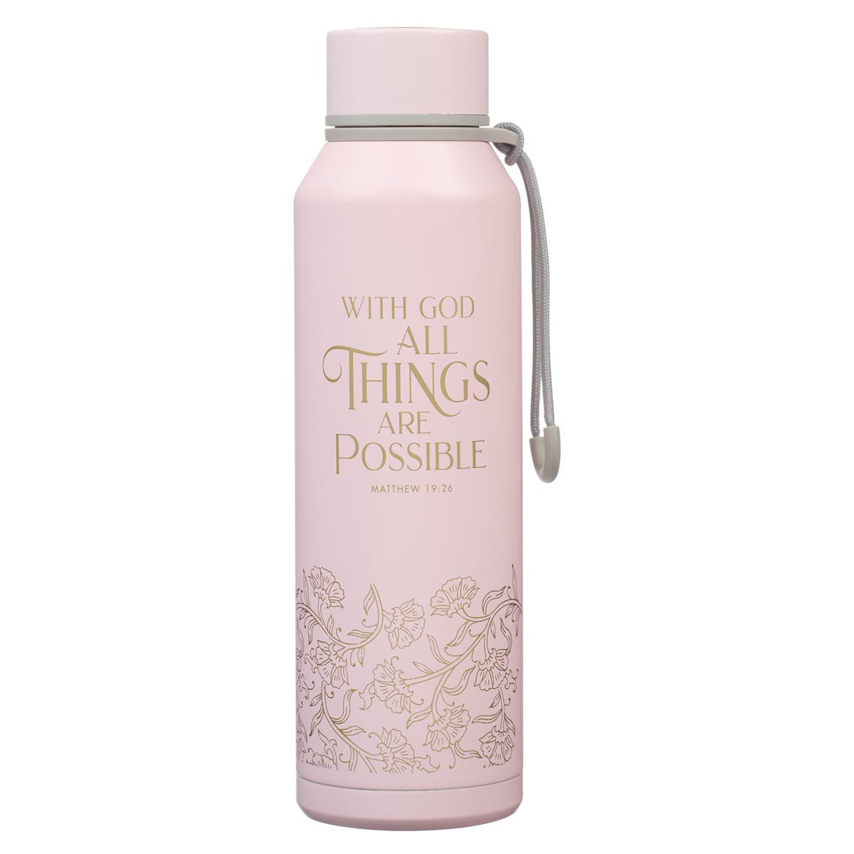 With God All Things Are Possible Pink Stainless Steel Water Bottle