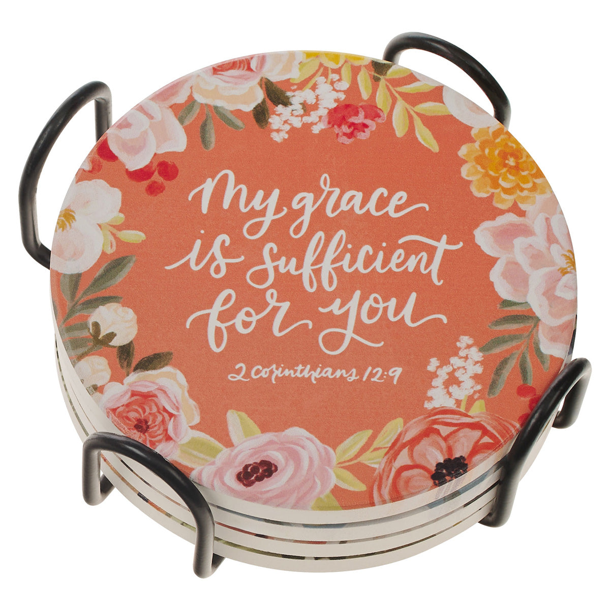 Love All Assorted Floral Four-Piece Ceramic Coster Set