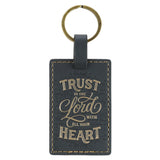 Trust in the Lord with All Your Heart Faux Leather Key Ring