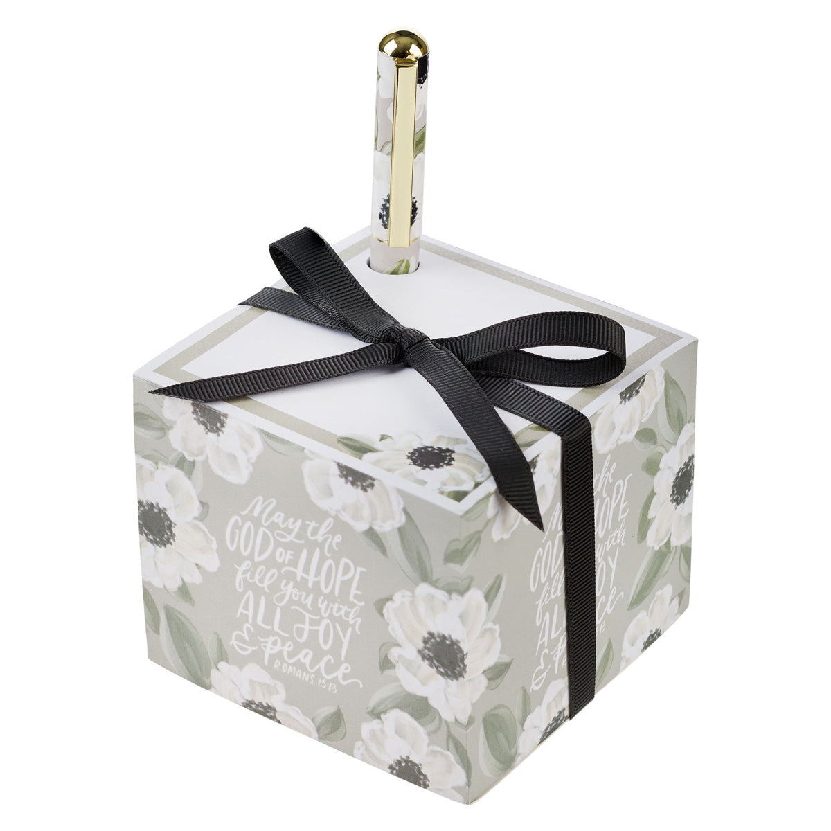 May the God of Hope Fill You with All Joy and Peace Memo Note Block with Pen