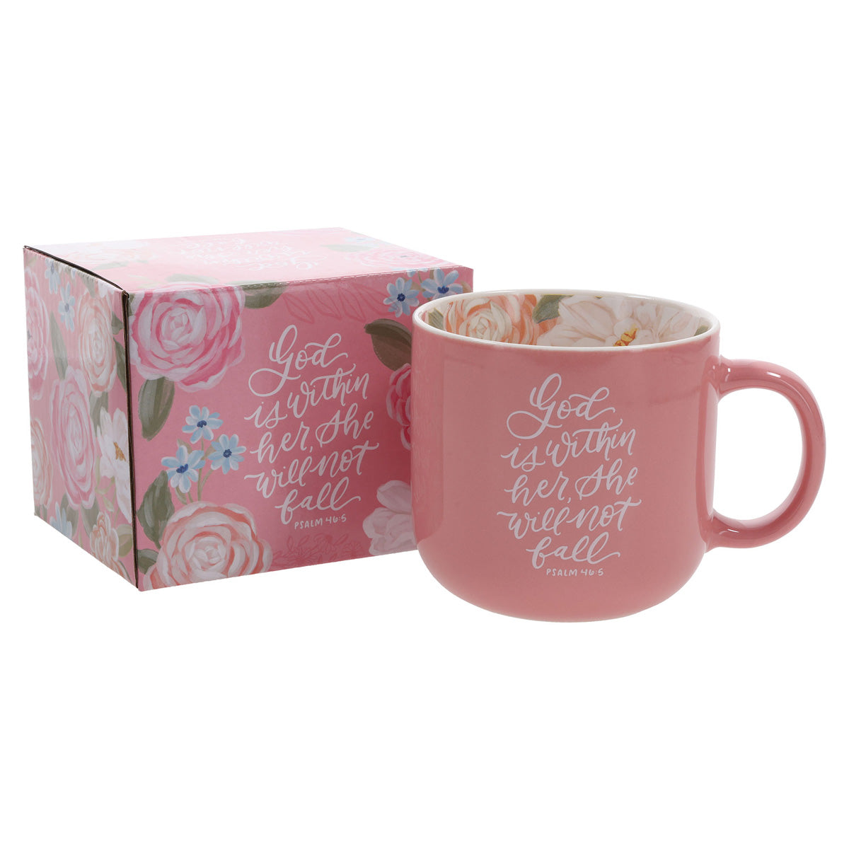 God Is Within Her, She Will Not Fall Pink Ceramic Mug