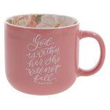 God Is Within Her, She Will Not Fall Pink Ceramic Mug